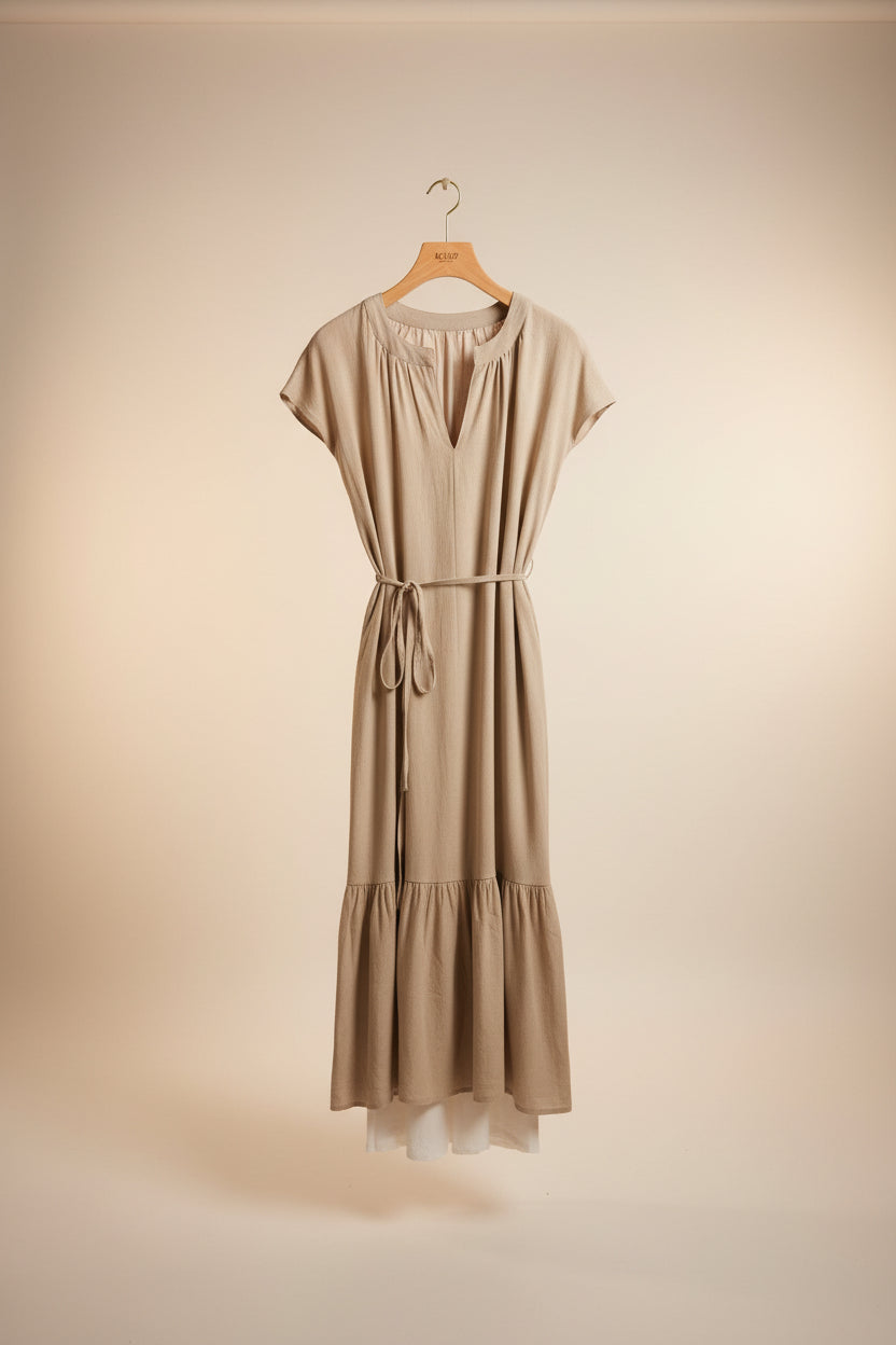 The Old Money Linen Tie-Waist Maxi Dress - Everyday Chic