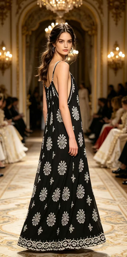 The Mosaic Muse Embroidered Maxi Dress