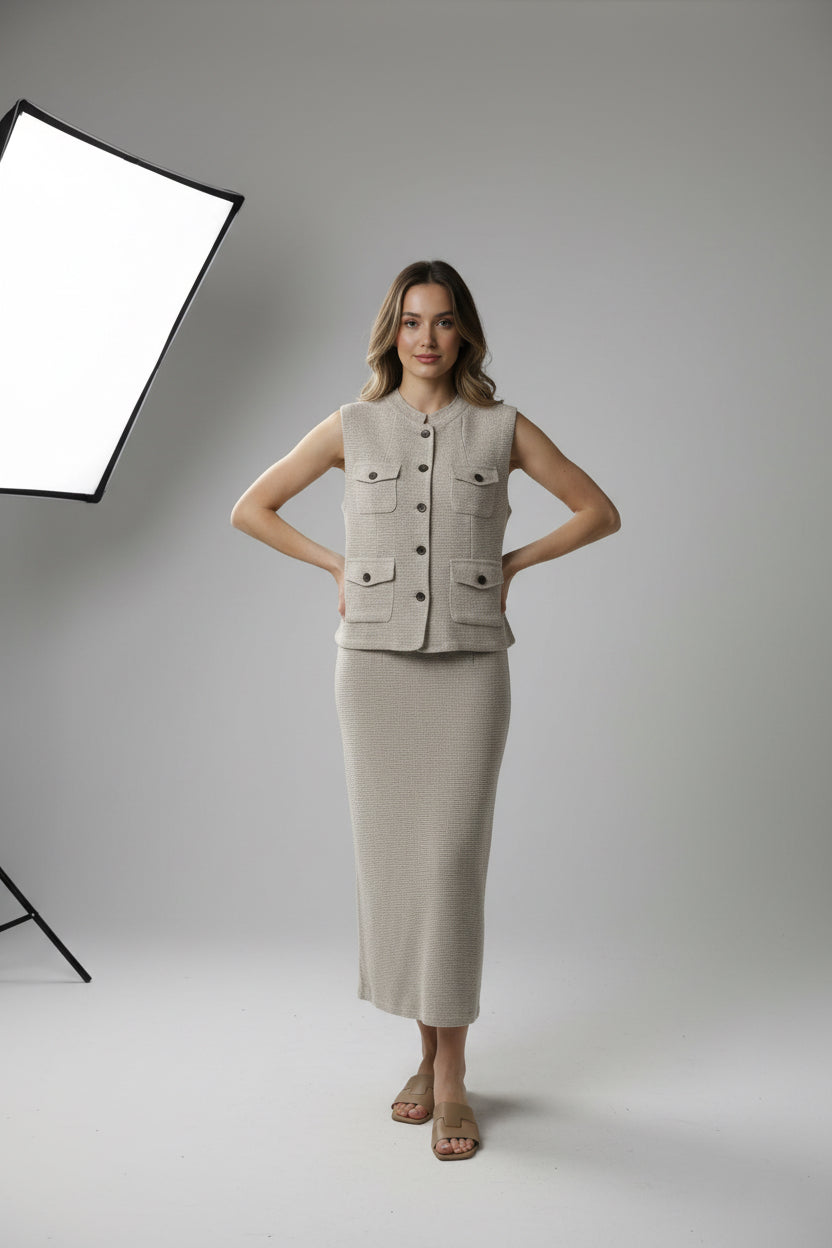 The Tweed Vest Skirt Set - Old Money 2 Piece