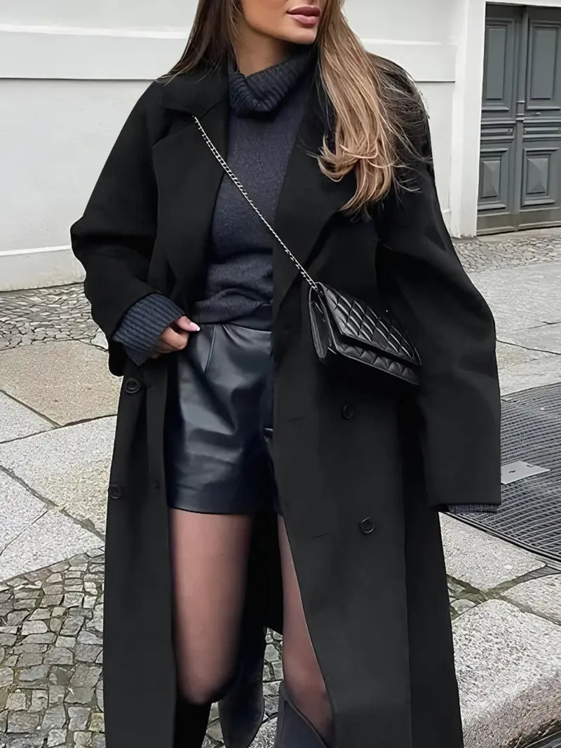 woman long woolen coat.