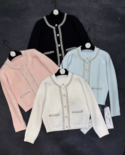 Pearl Button Embellished Cardigan button down