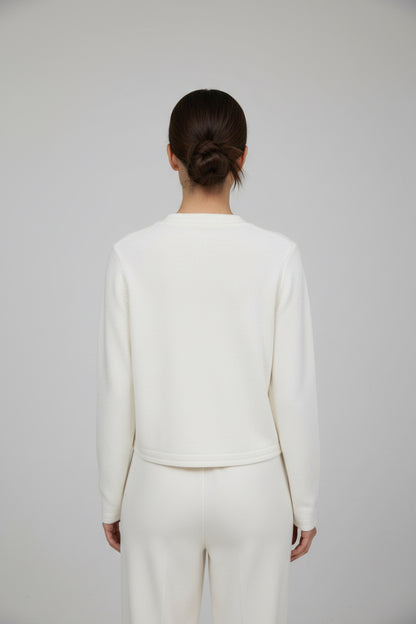 Pearl Button Embellished Cardigan - White