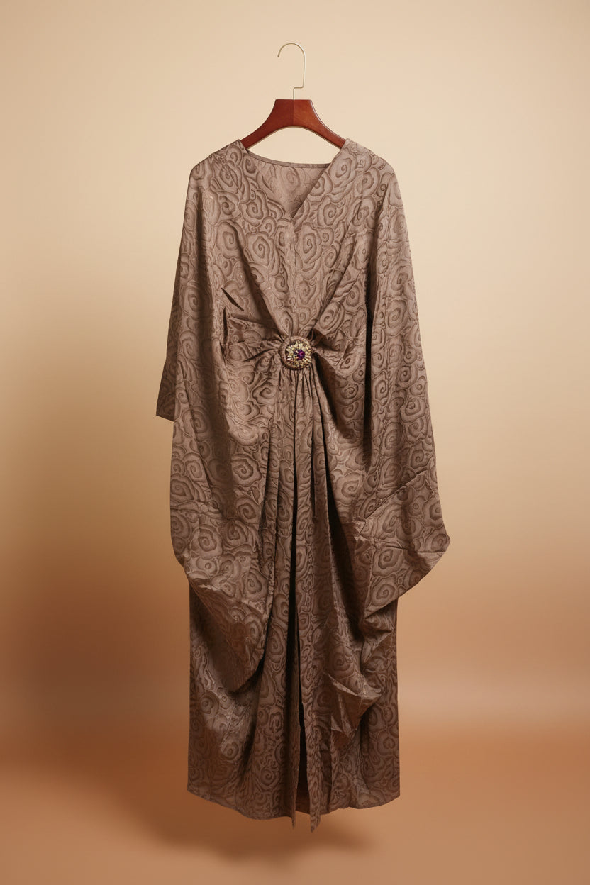 The Royal Brooch Kaftan Dress - Luxury Batwing Maxi