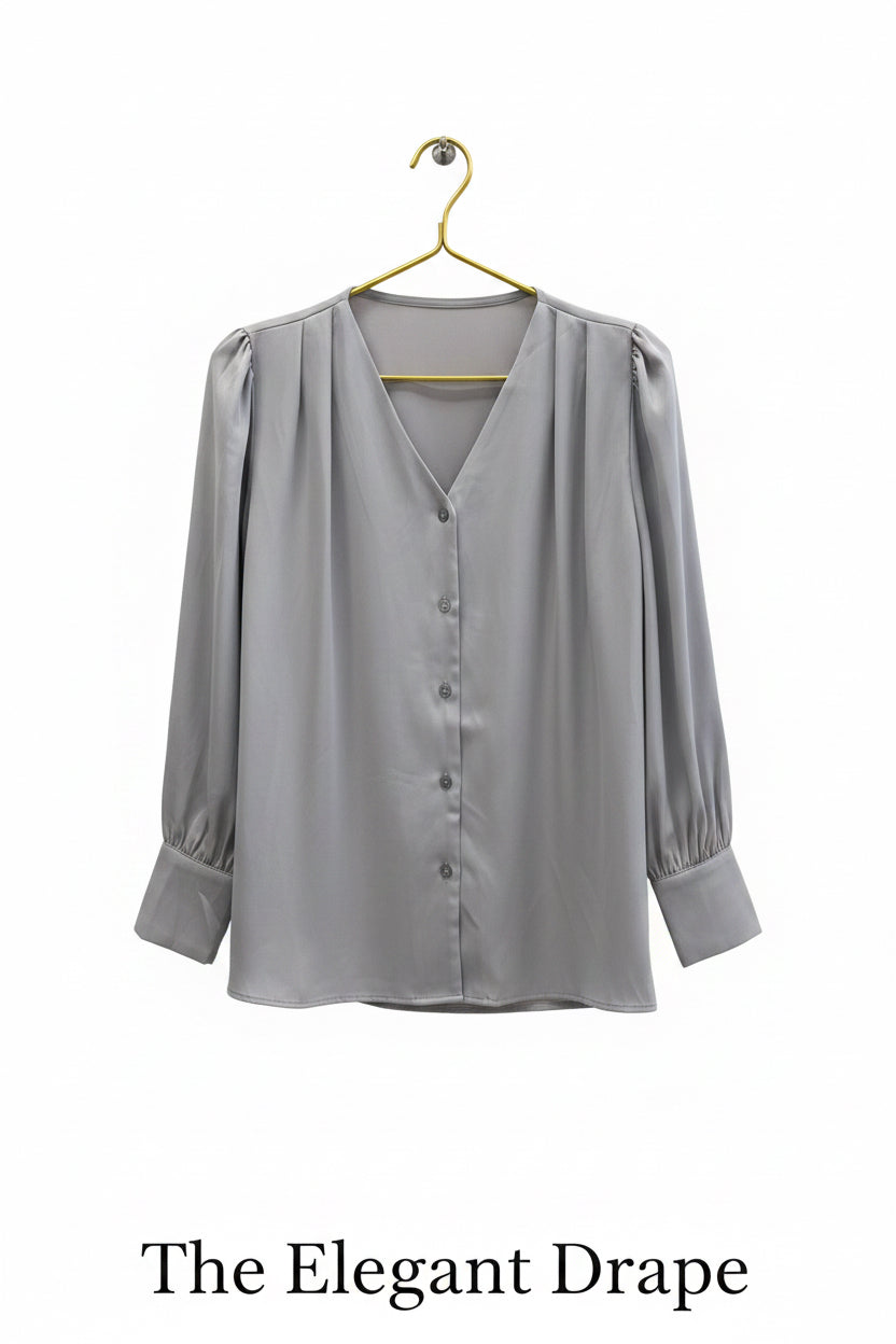 The Elegant Drape Puff Sleeve Blouse