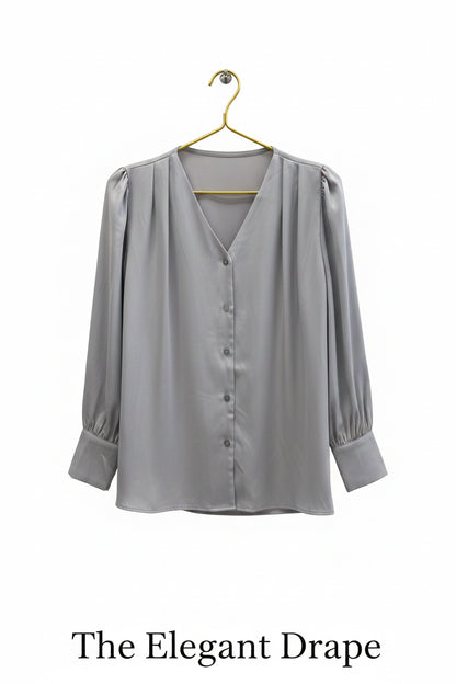 The Elegant Drape Puff Sleeve Blouse