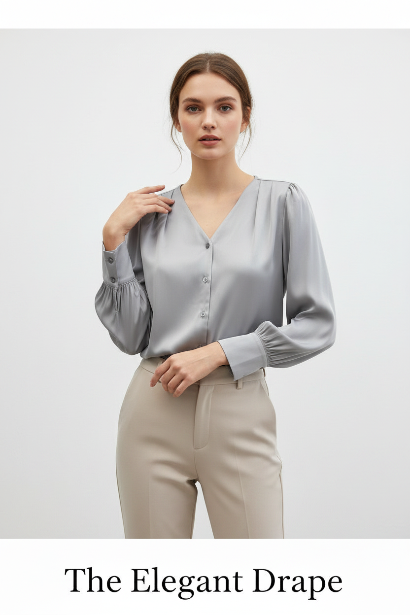 The Elegant Drape Puff Sleeve Blouse