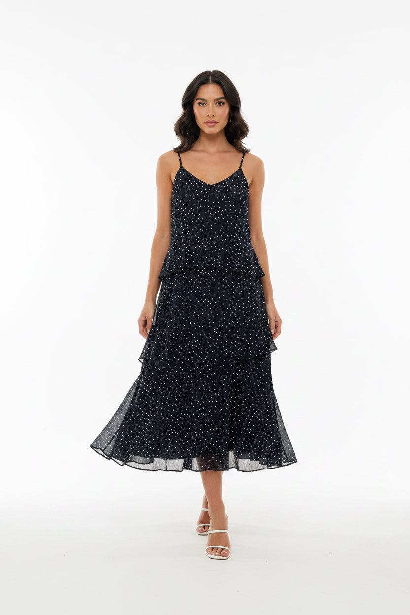 The Polka Dot Ruffle Cami Maxi Dress - French Girl Chic