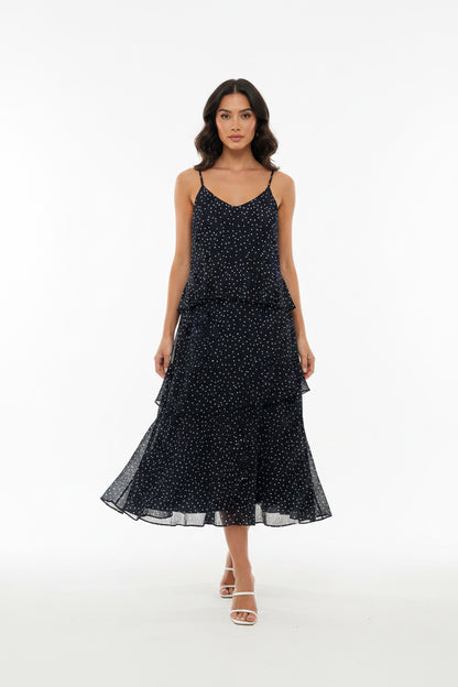 The Polka Dot Ruffle Cami Maxi Dress - French Girl Chic