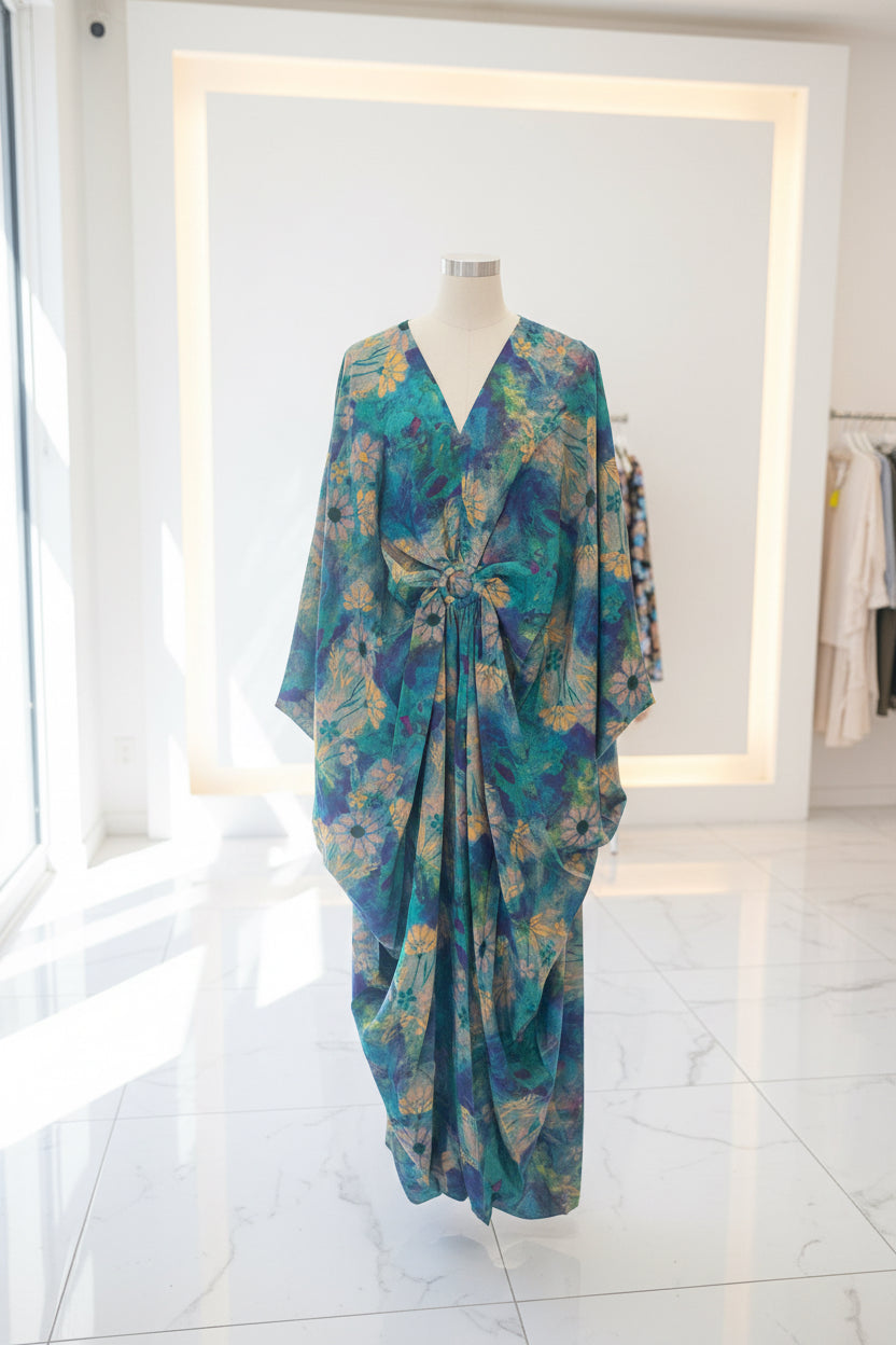 The Royal Brooch Kaftan Dress - Luxury Batwing Maxi
