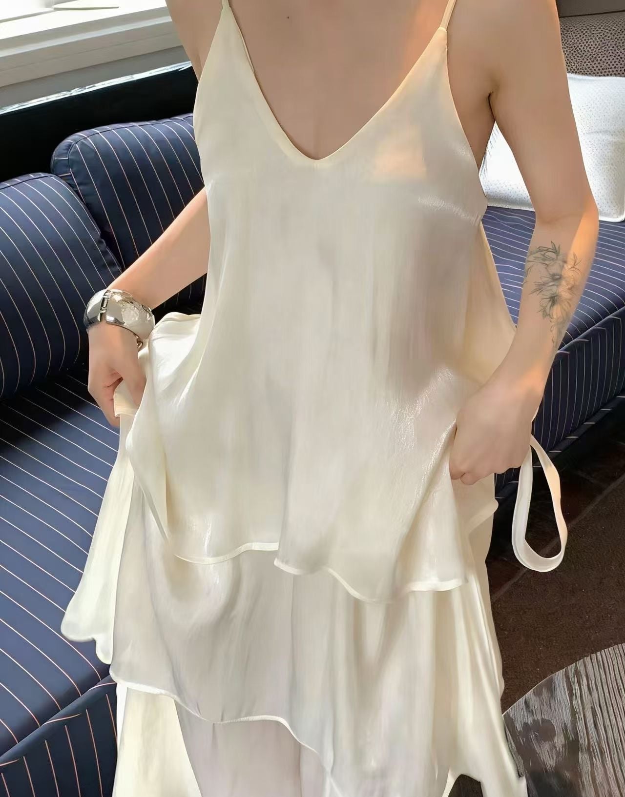 The "Waterfall" Tiered Slip Maxi