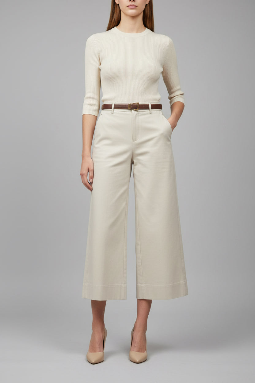 Loewe Old Money Wide Culotte Pant with Belt - Premium Cotton Blend