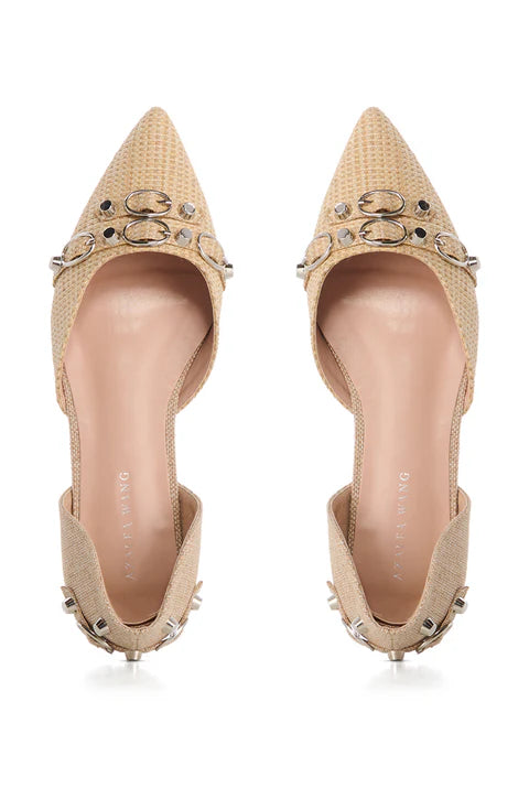 Azalea Wang Aella Tan Woven Ballet Flat