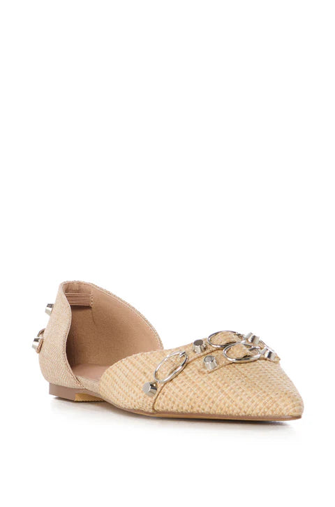 Azalea Wang Aella Tan Woven Ballet Flat