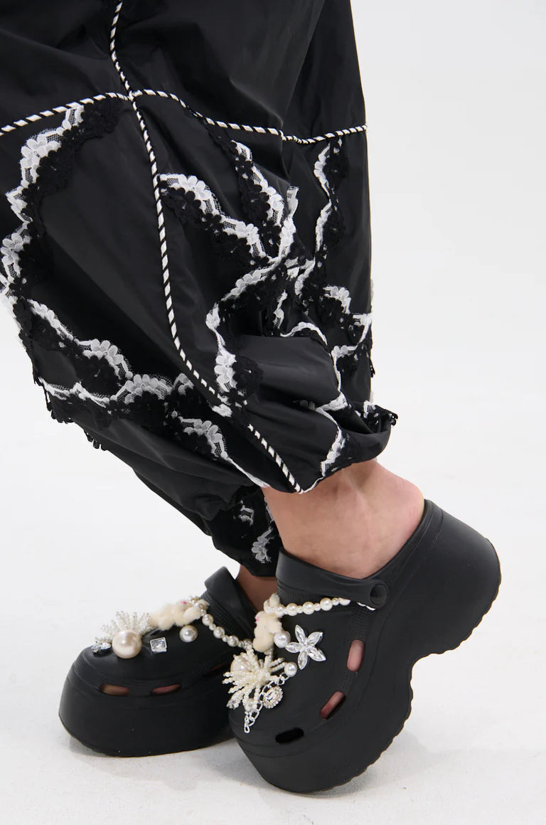 Azalea Wang Davies Black Pearl Rhinestone Flat