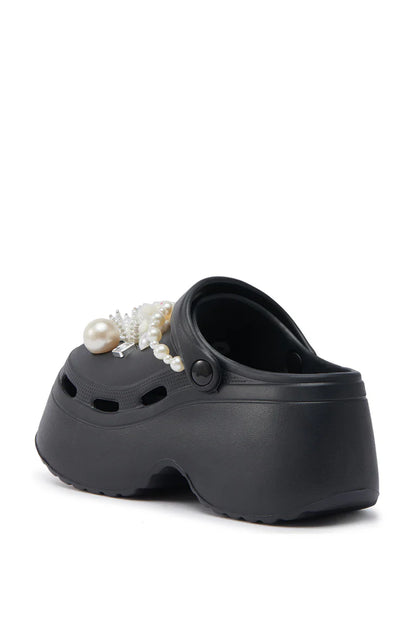 Azalea Wang Davies Black Pearl Rhinestone Flat