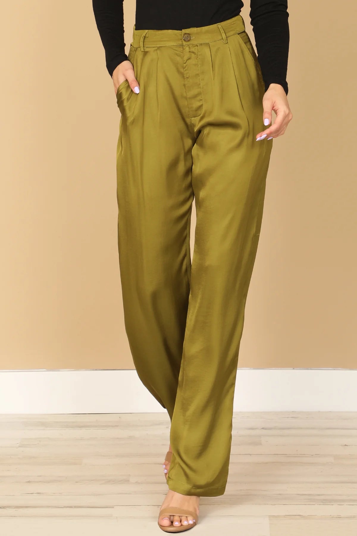 Avocado Satiny Straight Pant