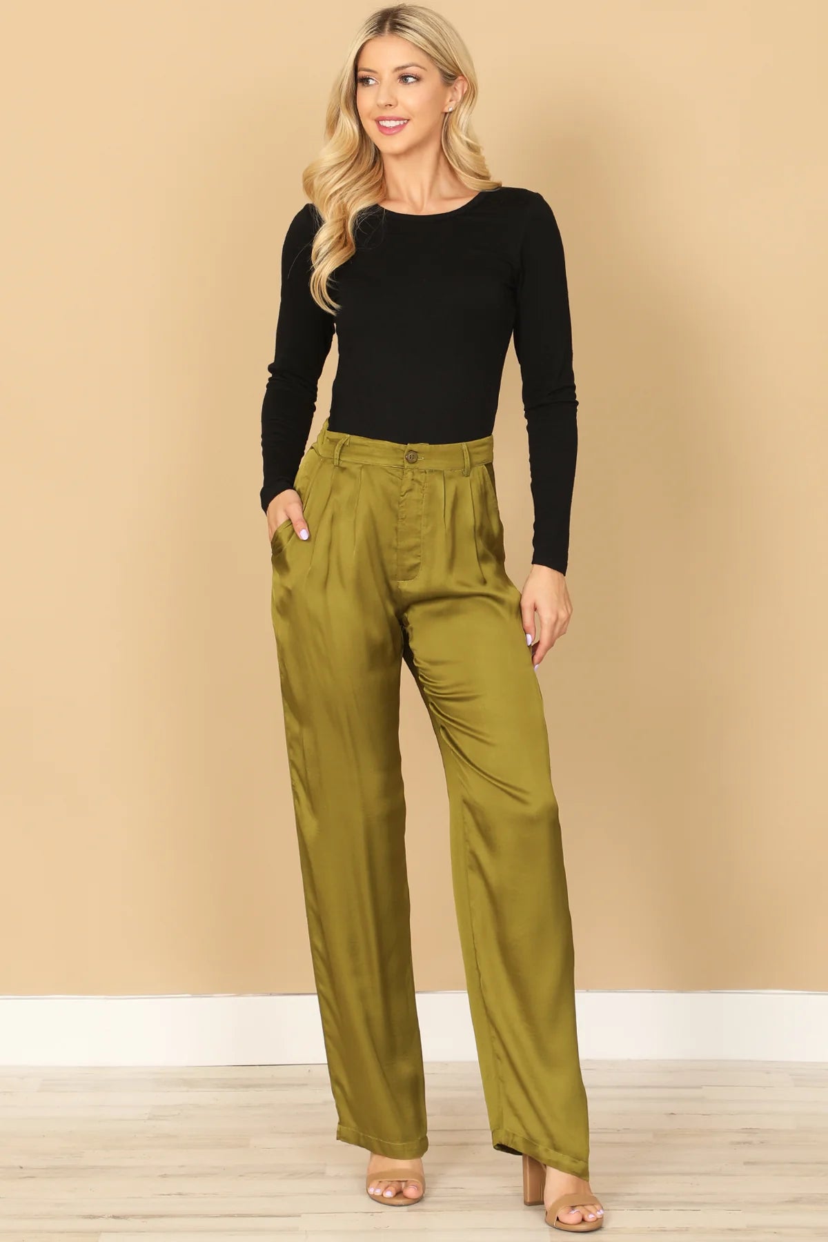 Avocado Satiny Straight Pant