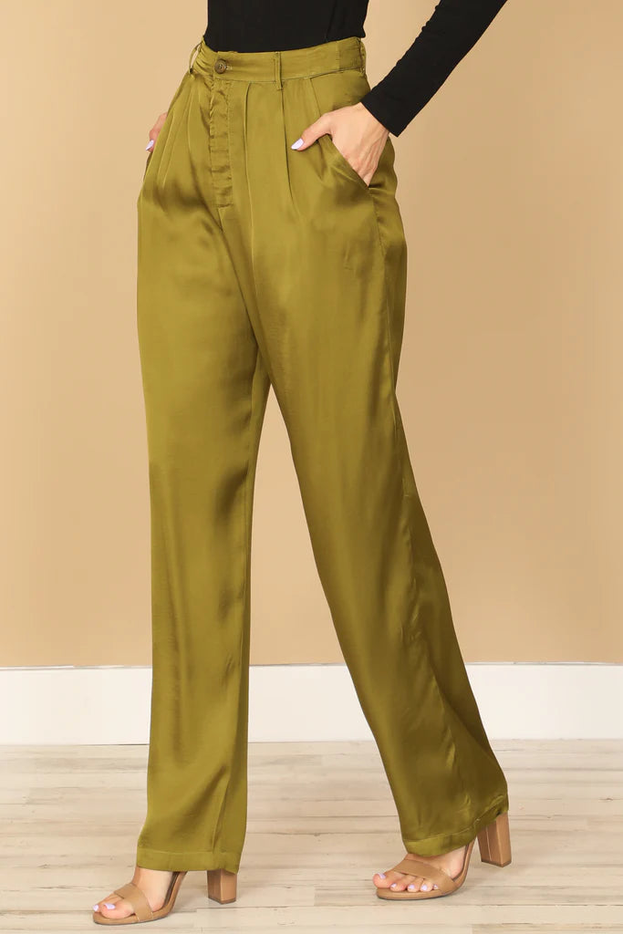 Avocado Satiny Straight Pant