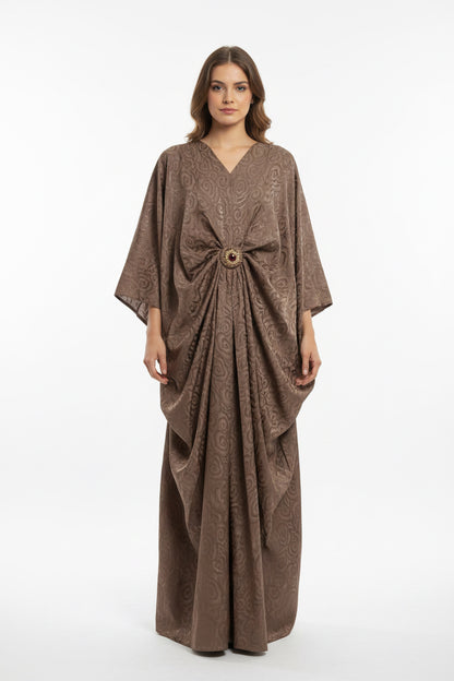 The Royal Brooch Kaftan Dress - Luxury Batwing Maxi