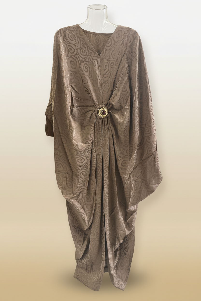 The Royal Brooch Kaftan Dress - Luxury Batwing Maxi