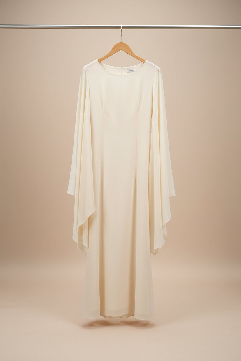 The Draped Chiffon Cape Maxi Dress - Old Money Elegance