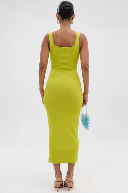 Between The Lines Midi Dress in Lime