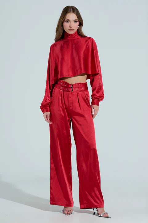 Belted Satin Trouser