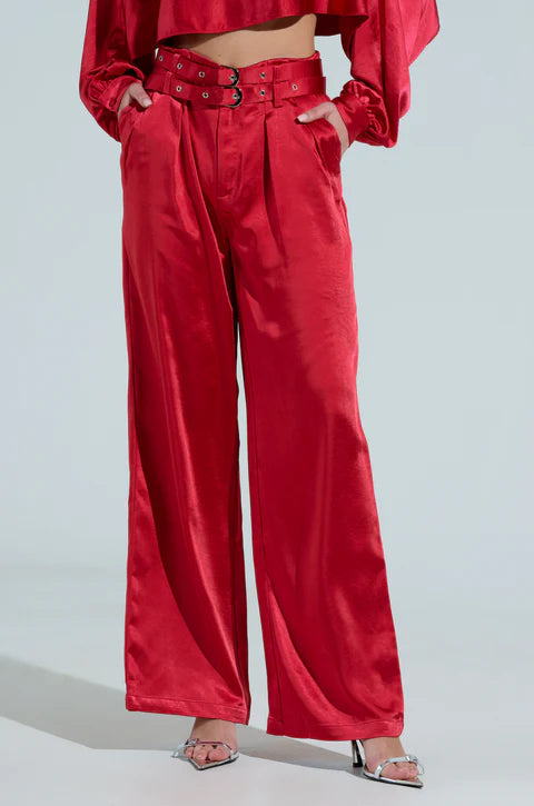 Belted Satin Trouser