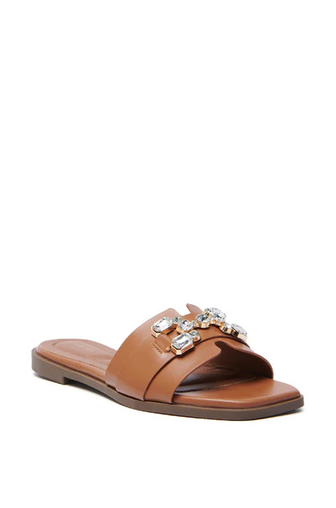 Brown Embellished Rhinestone Sandal