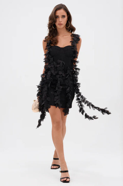 Cover Girl Mini Dress with Floral Appliques