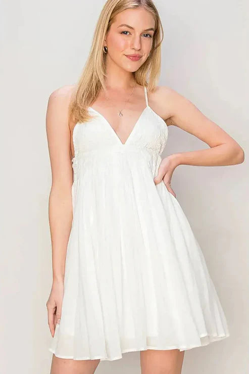 Cotton Summer Spaghetti Straps Flowy Cami Mini Dress