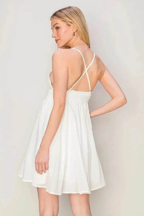 Cotton Summer Spaghetti Straps Flowy Cami Mini Dress