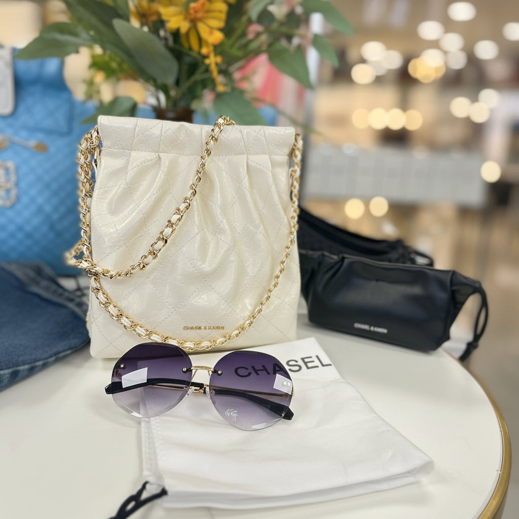 The CHASEL &amp; KARIN Quilted Luxe Chain Bag - 2-in-1 Set