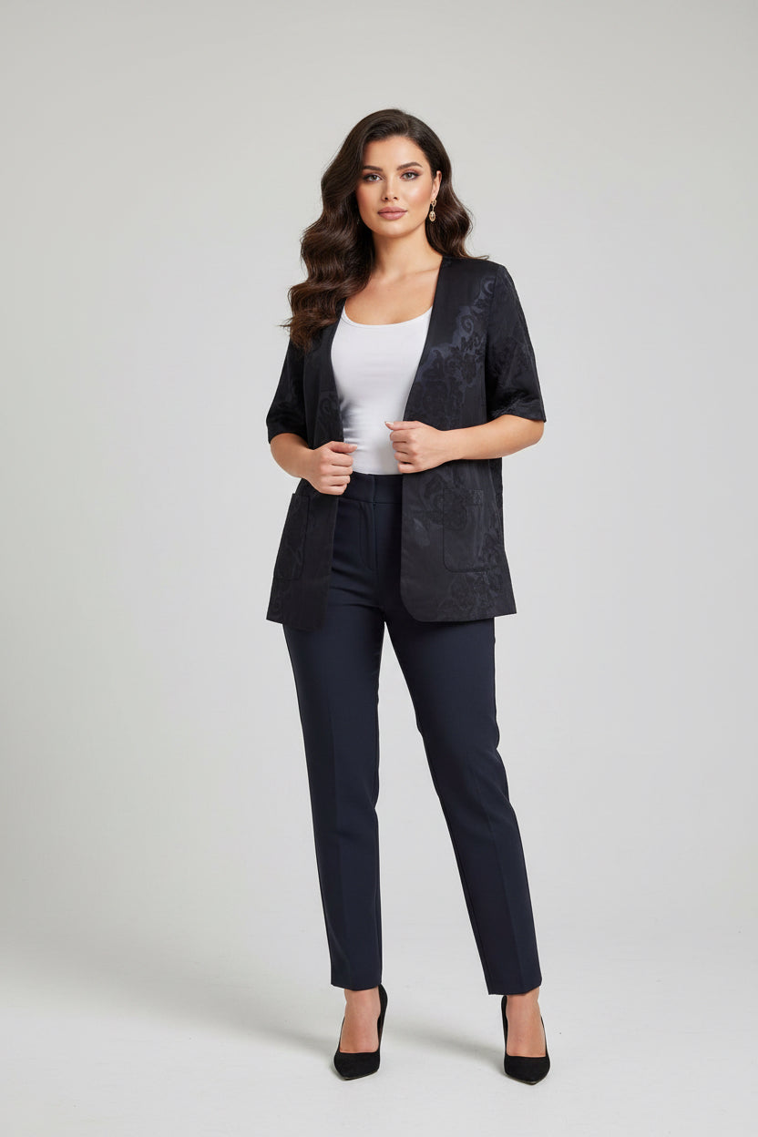 The Noir Baroque Jacquard Kimono Blazer - Old Money Designer
