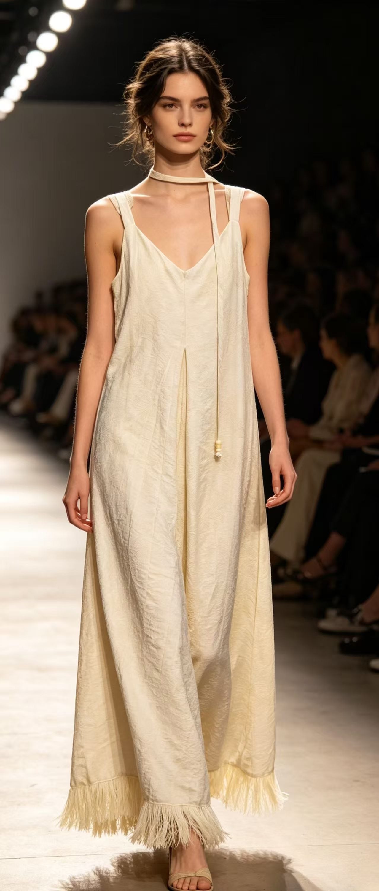 The "Gilded Botanical" Fringe Maxi Dress