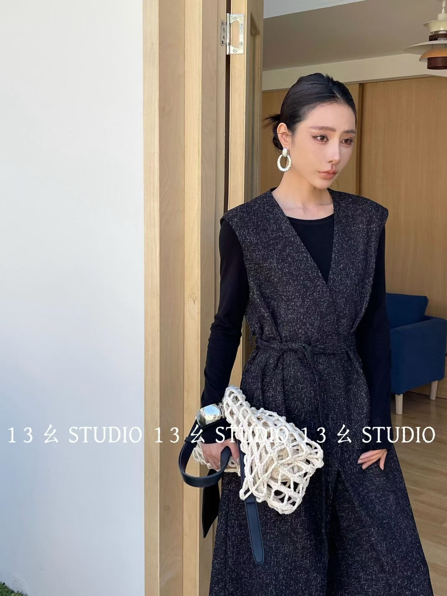 Long Vest Set With Wide Pants - Minimal Chic 2 Piece Suit