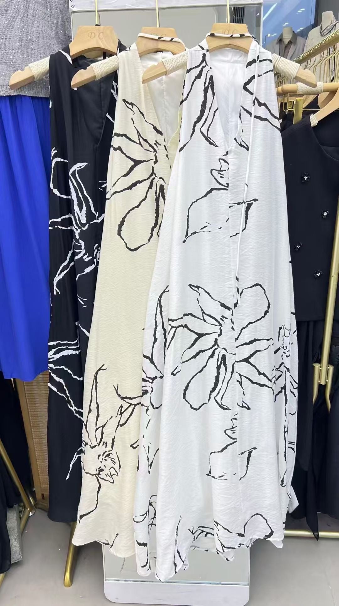The Ink Sketch Halter Maxi Dress