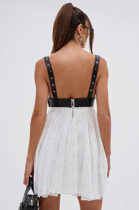 Edgy with a Bow on Top Mini Dress