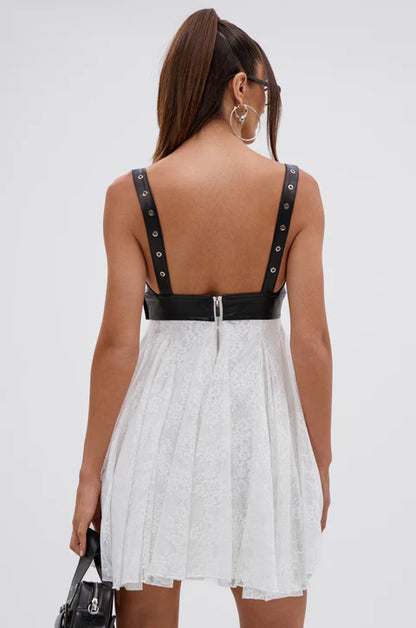 Edgy with a Bow on Top Mini Dress