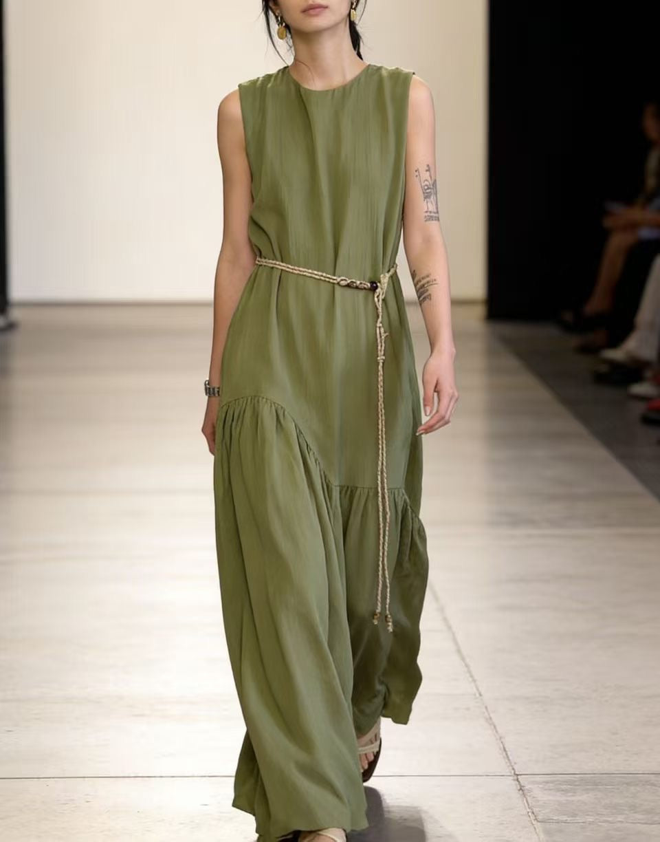 The "Cascade" Asymmetric Ruffle Maxi