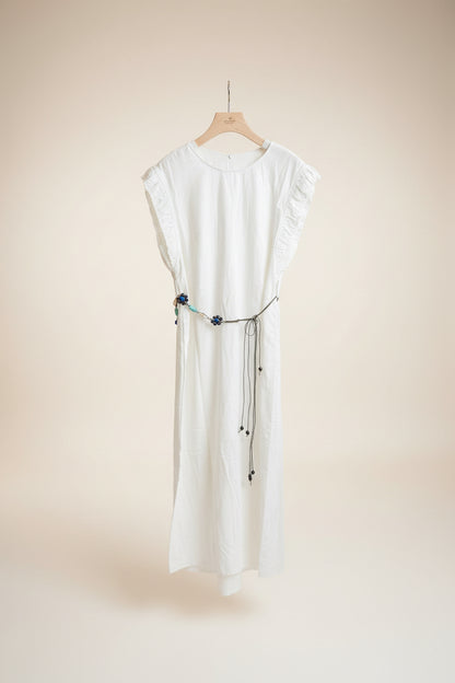 The Beaded Boho Linen Ruffle Maxi Dress - Old Money Chic