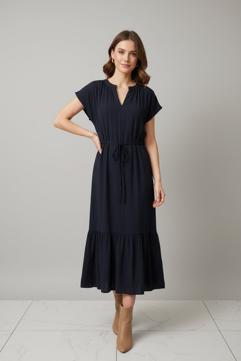 The Old Money Linen Tie-Waist Maxi Dress - Everyday Chic