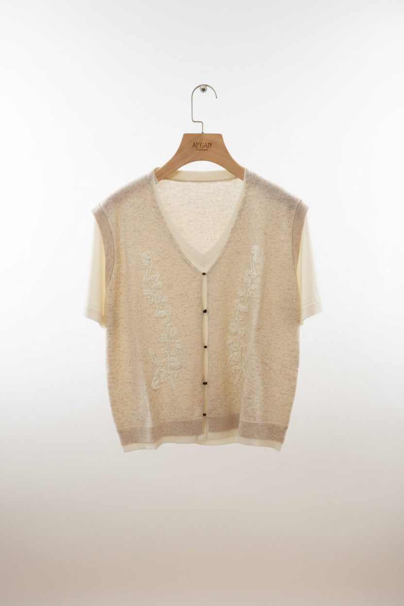 The Embroidered Knit Layer Tee - Old Money 2-in-1 Top