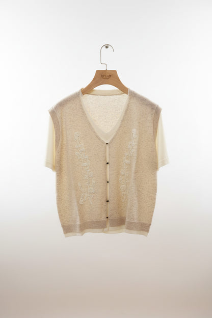 The Embroidered Knit Layer Tee - Old Money 2-in-1 Top