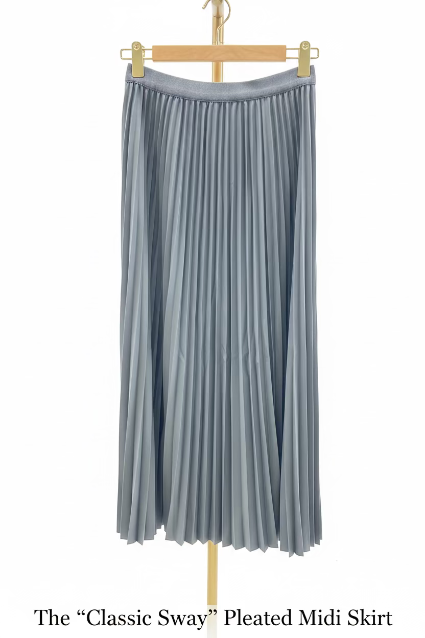 The "Classic Sway" Pleated Midi Skirt