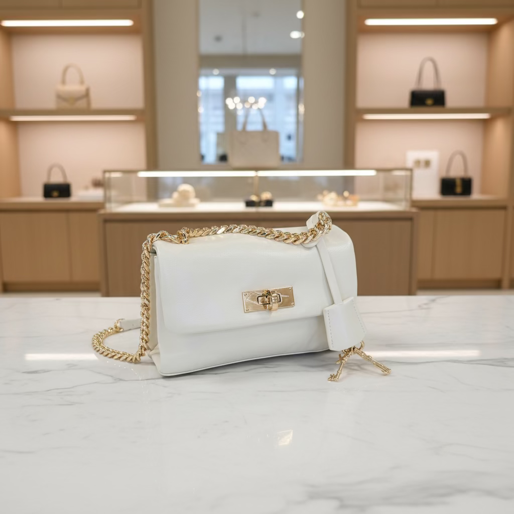 The CHASEL &amp; KARIN Pillow Chain Crossbody - Black &amp; White