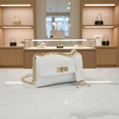The CHASEL &amp; KARIN Pillow Chain Crossbody - Black &amp; White