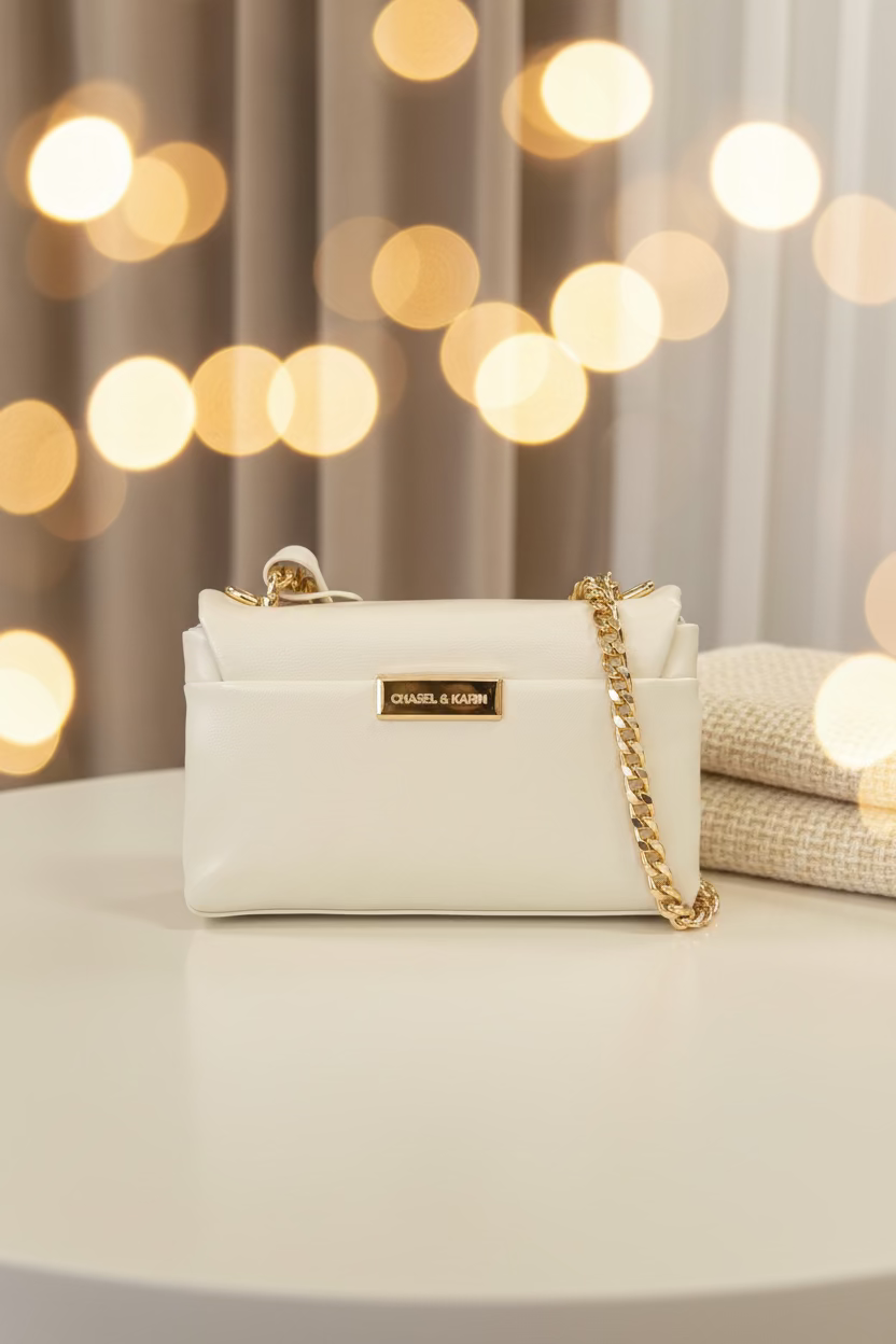The CHASEL &amp; KARIN Pillow Chain Crossbody - Black &amp; White