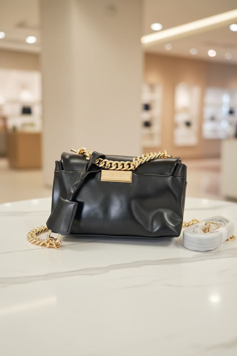 The CHASEL &amp; KARIN Pillow Chain Crossbody - Black &amp; White