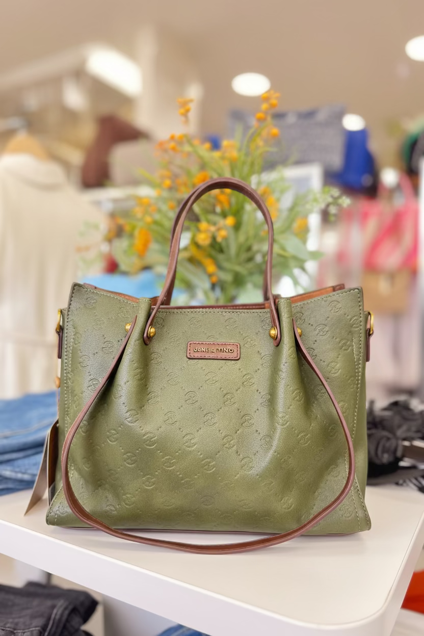 The JANI &amp; TINO Signature Embossed Tote - Olive Green